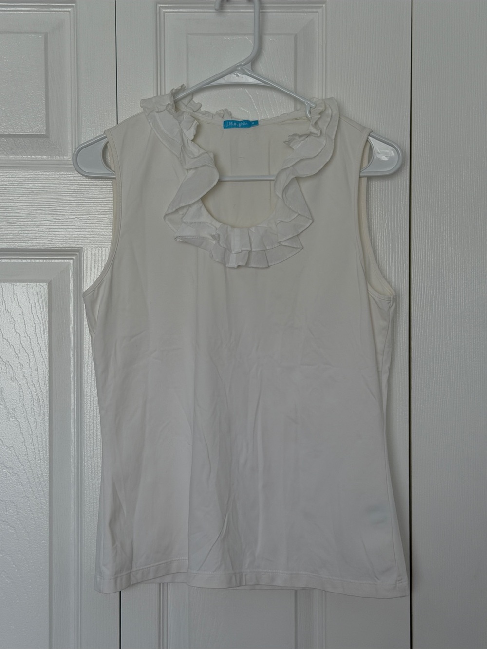 J. McLaughlin White Ruffle-Neck Sleeveless Camisole